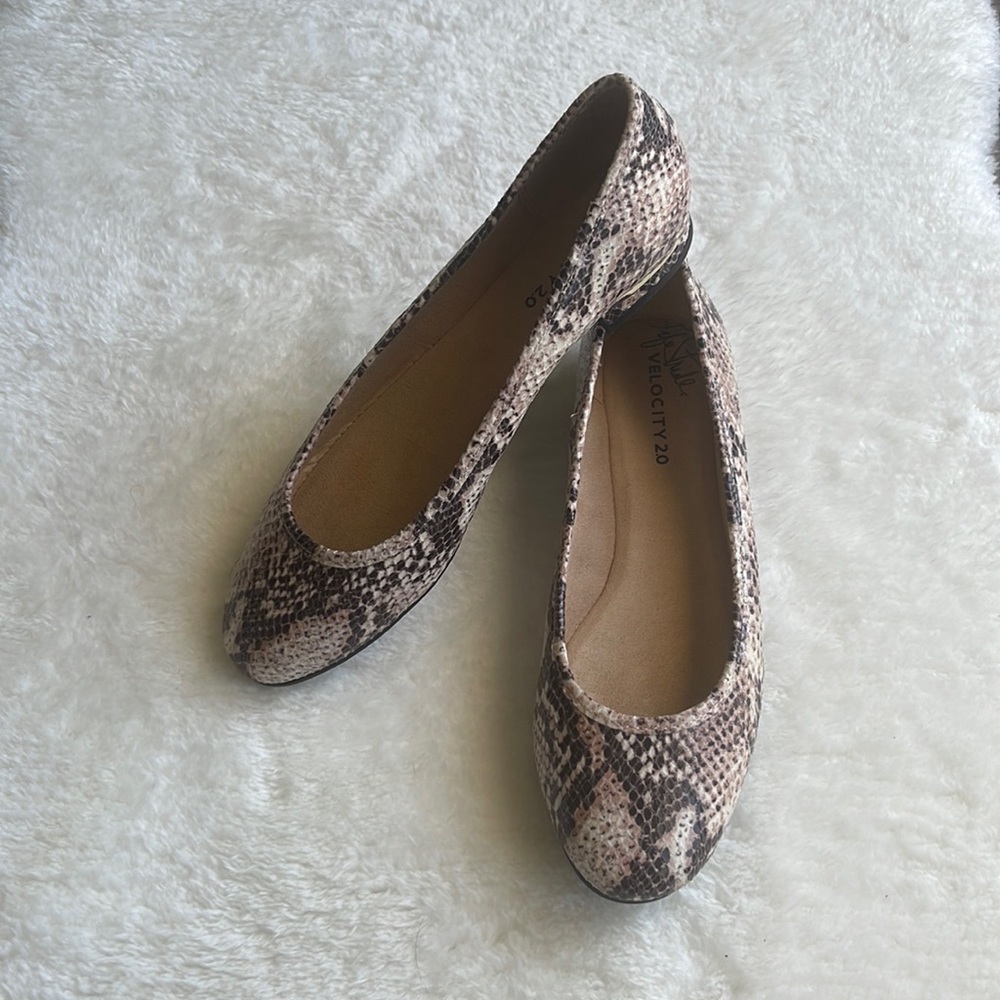 Faux Snakeskin Slip on Flats